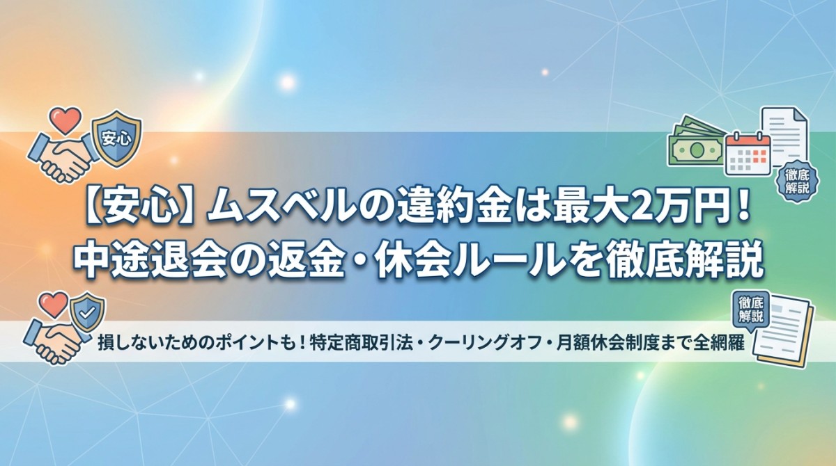 【安心】ムスベルの違約金は最大2万円！中途退会の返金・休会ルールを徹底解説