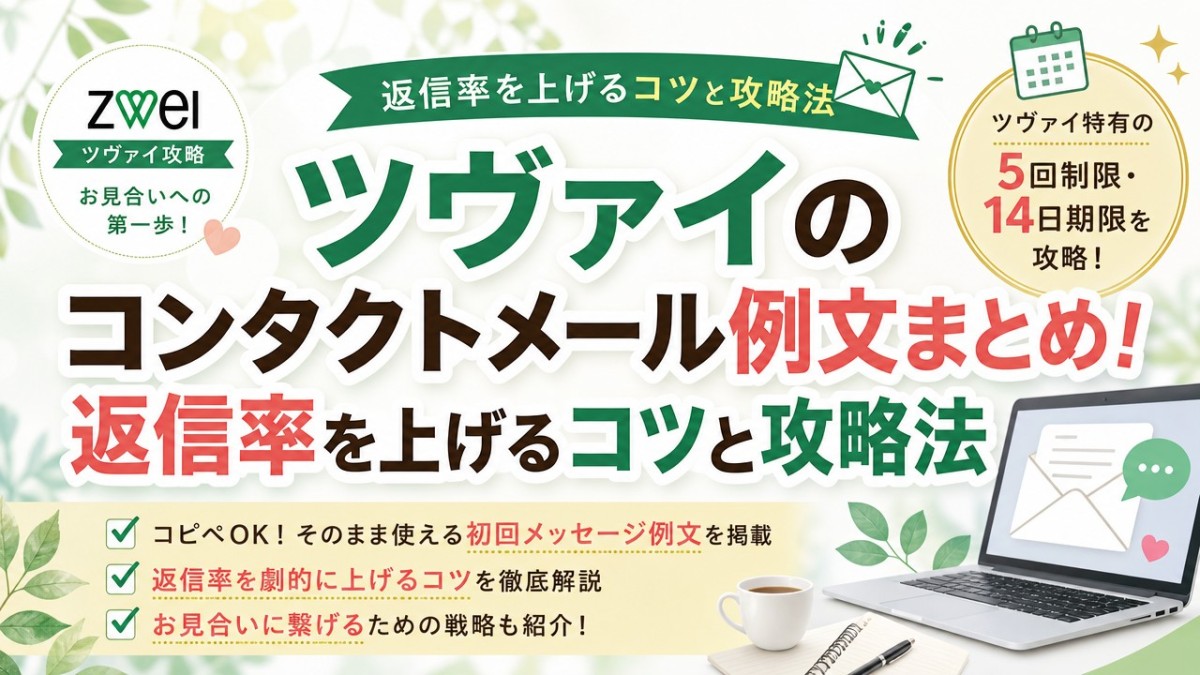 ツヴァイのコンタクトメール例文まとめ!返信率を上げるコツと攻略法