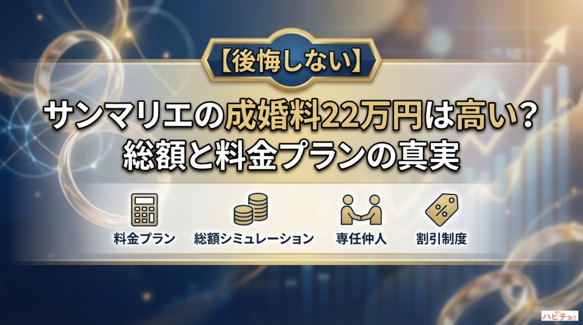 【後悔しない】サンマリエの成婚料22万円は高い?総額と料金プランの真実
