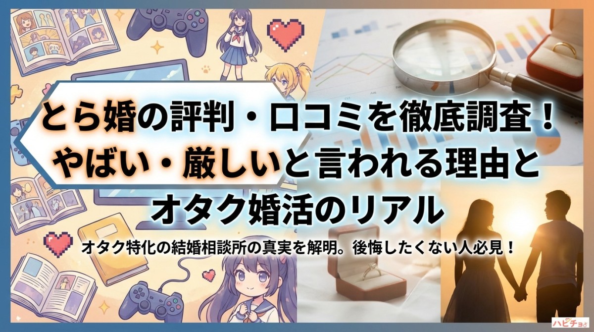 とら婚の評判・口コミを徹底調査!やばい・厳しいと言われる理由とオタク婚活のリアル