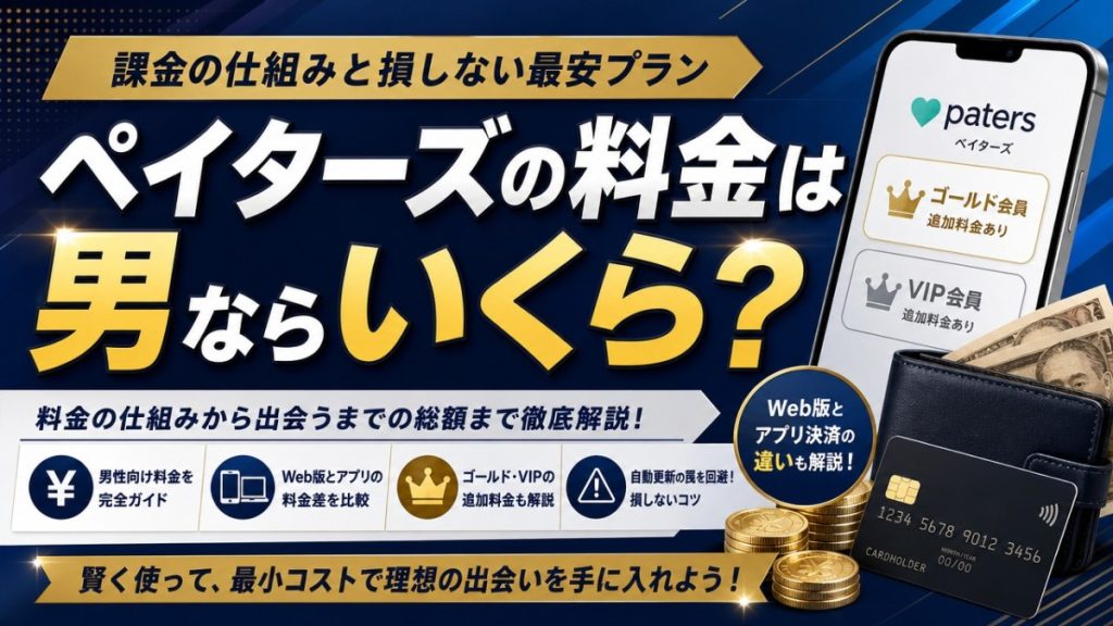 ペイターズの料金は男ならいくら？課金の仕組みと損しない最安プラン